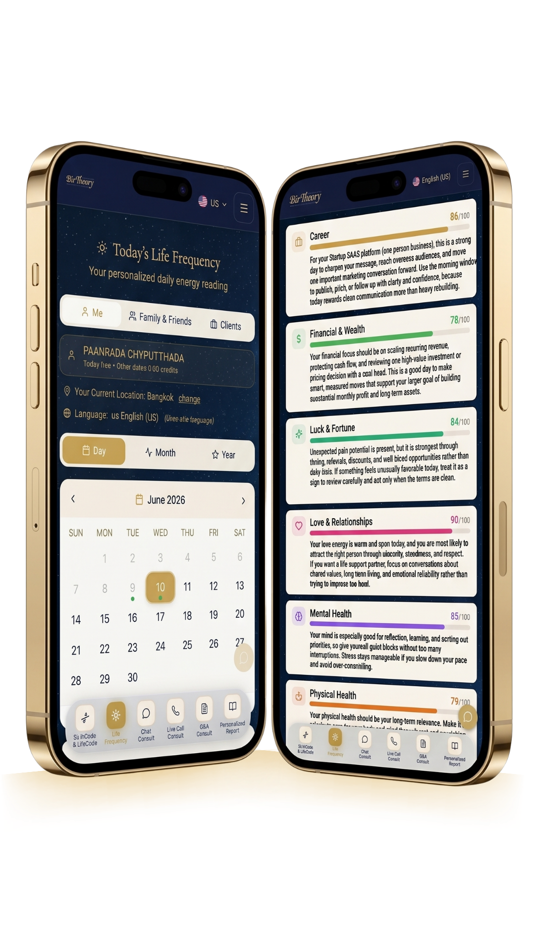 Today's Personalized Science Destiny Horoscope — personalized daily energy reading on dual gold iPhones